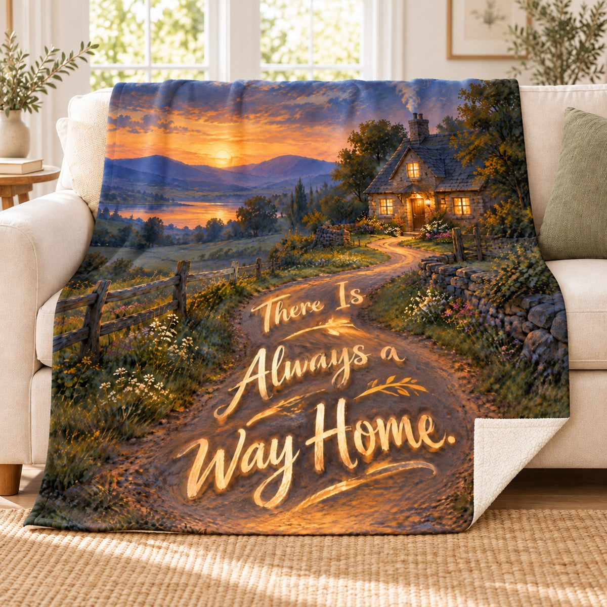 There Is Always a Way Home. blanket, on a sofa