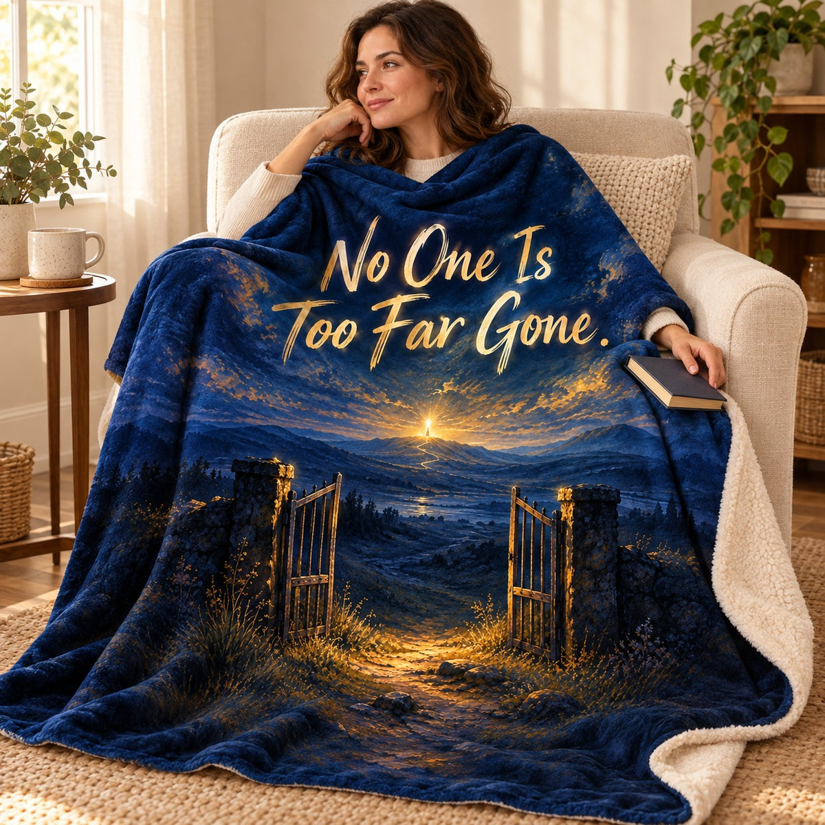 No One Is Too Far Gone. blanket, wrapped around a reader