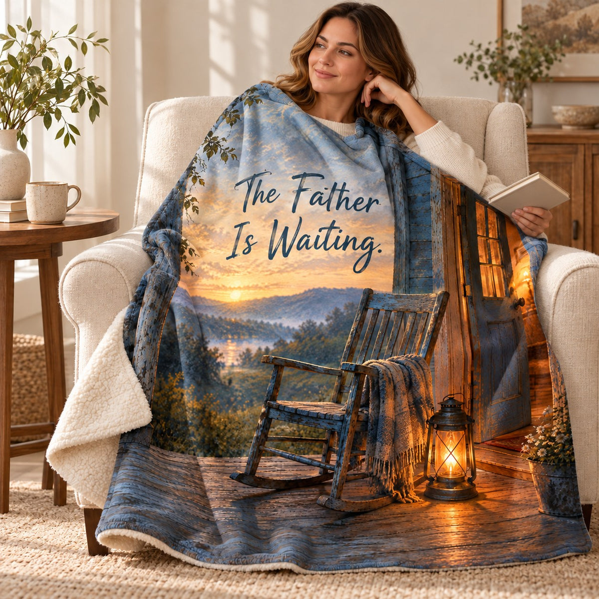 The Father Is Waiting. blanket, wrapped around a reader