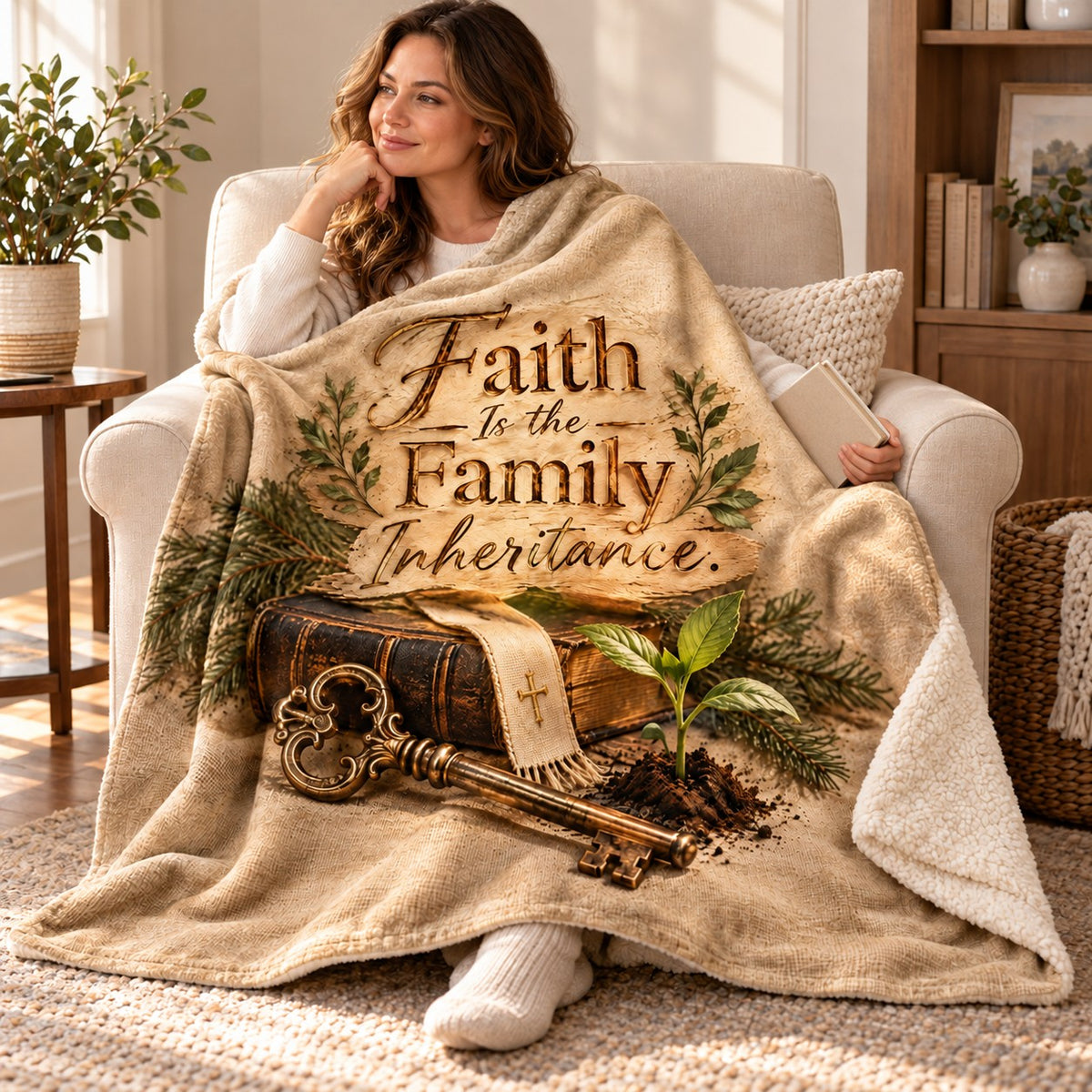 Faith Is the Family Inheritance. blanket, wrapped around a reader