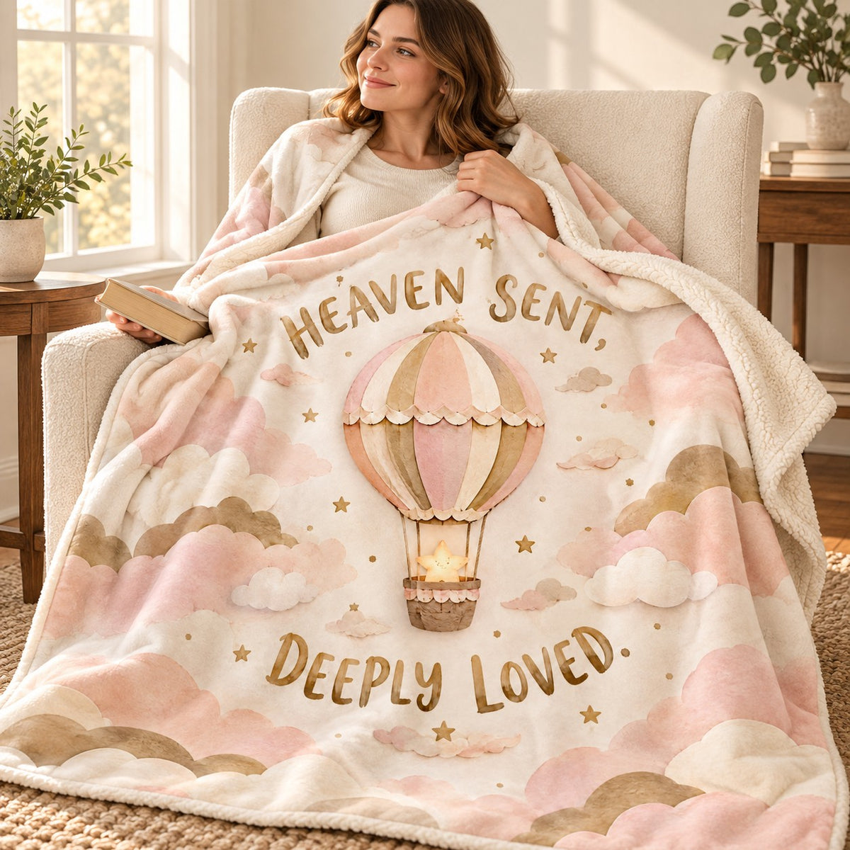 Heaven Sent, Deeply Loved. blanket, wrapped around a reader