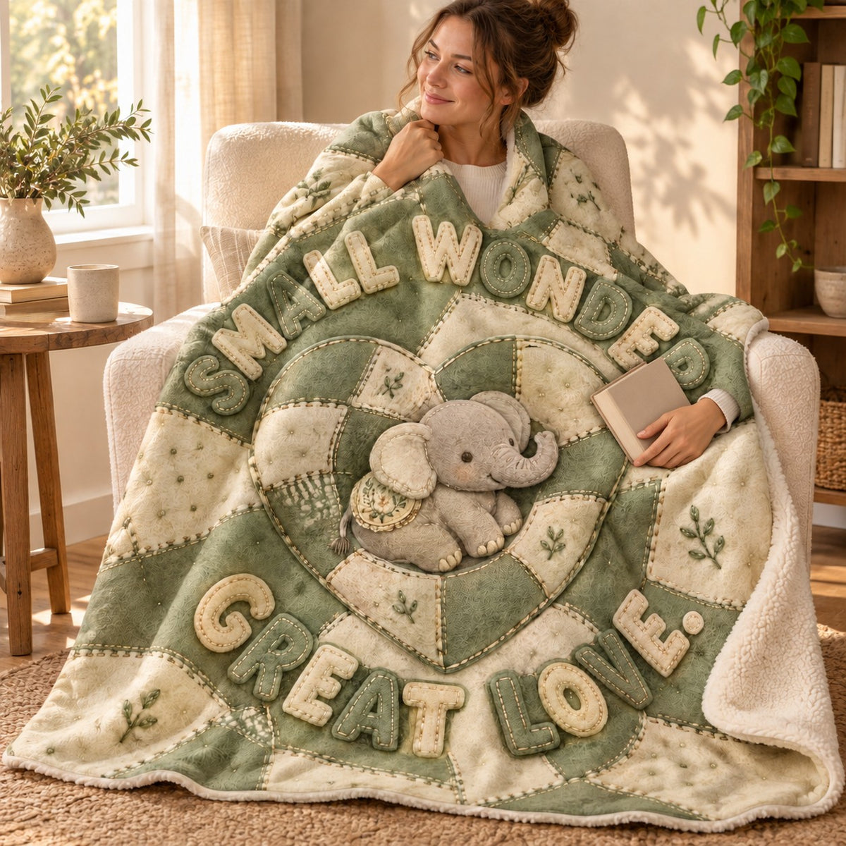 Small Wonder, Great Love. blanket, wrapped around a reader