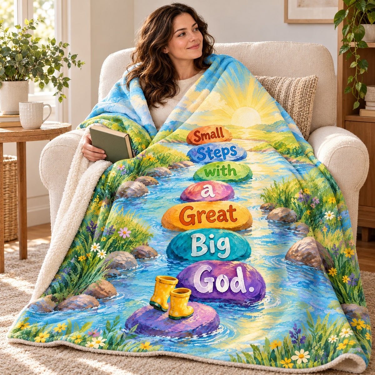 Small Steps with a Great Big God. blanket, wrapped around a reader