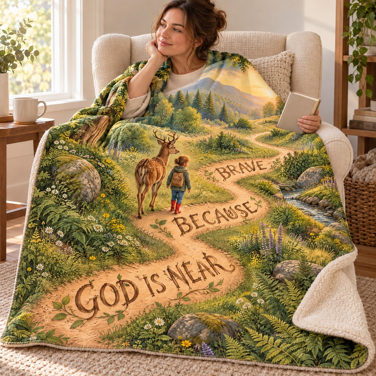 Brave Because God Is Near. blanket, wrapped around a reader