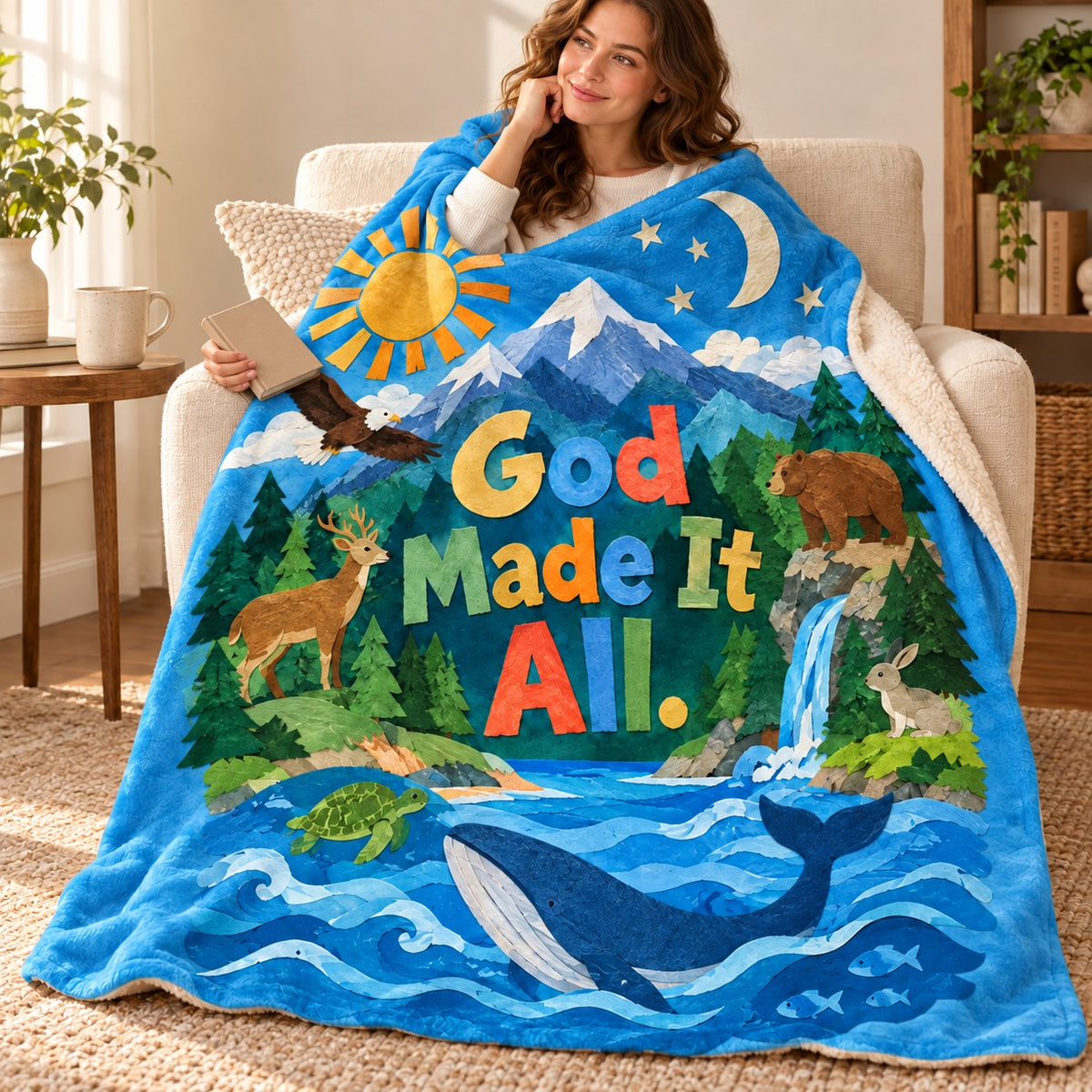 God Made It All. blanket, wrapped around a reader