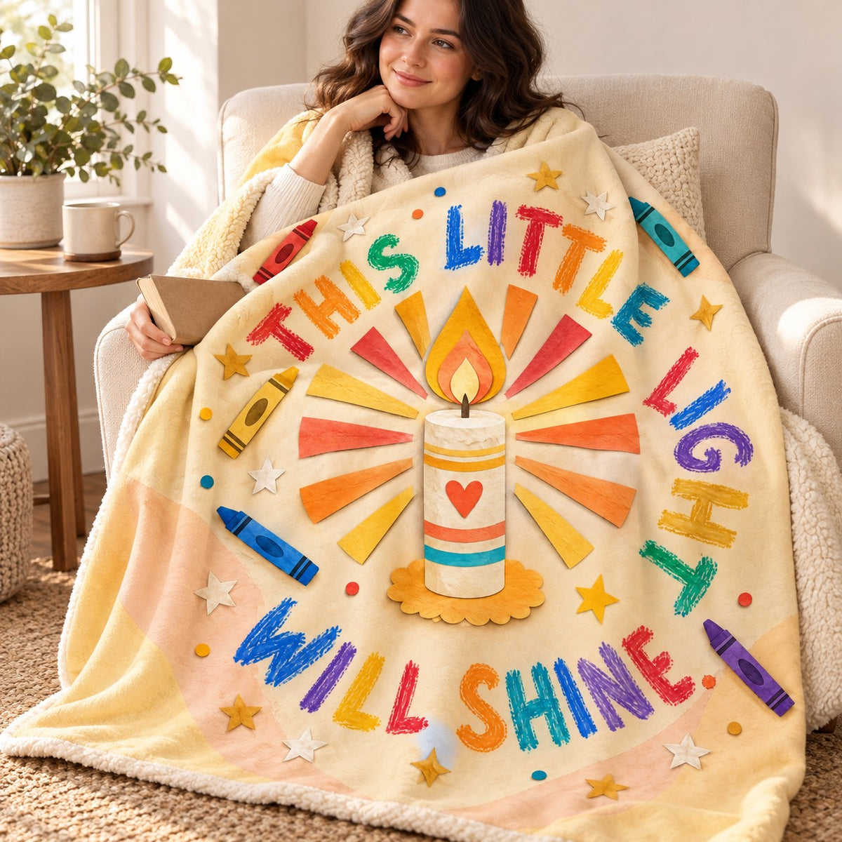 This Little Light Will Shine. blanket, wrapped around a reader