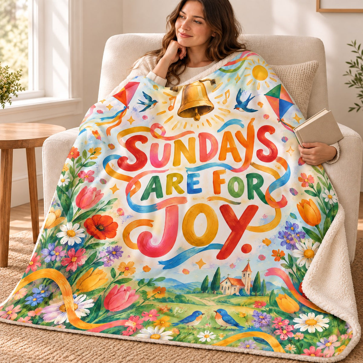 Sundays Are for Joy. blanket, wrapped around a reader