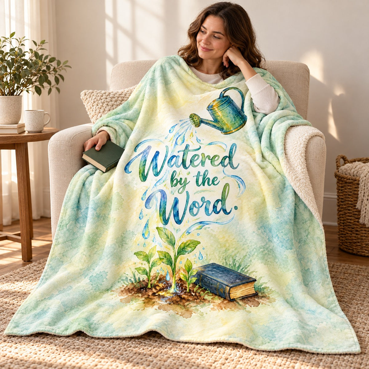 Watered by the Word. blanket, wrapped around a reader