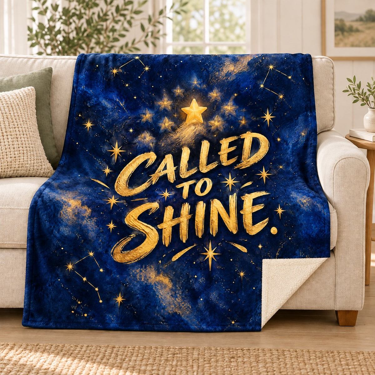 Called to Shine. blanket, on a sofa