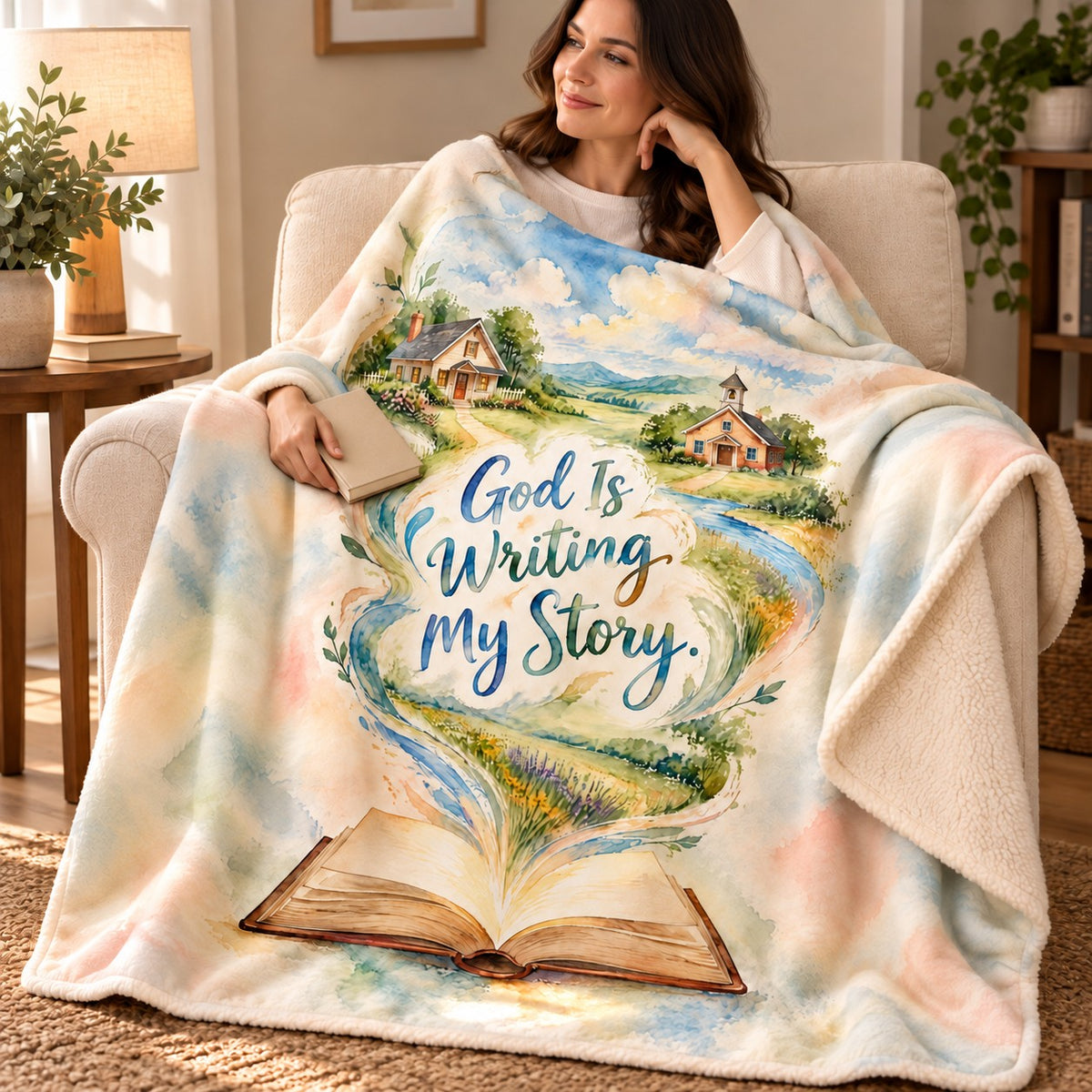 God Is Writing My Story. blanket, wrapped around a reader