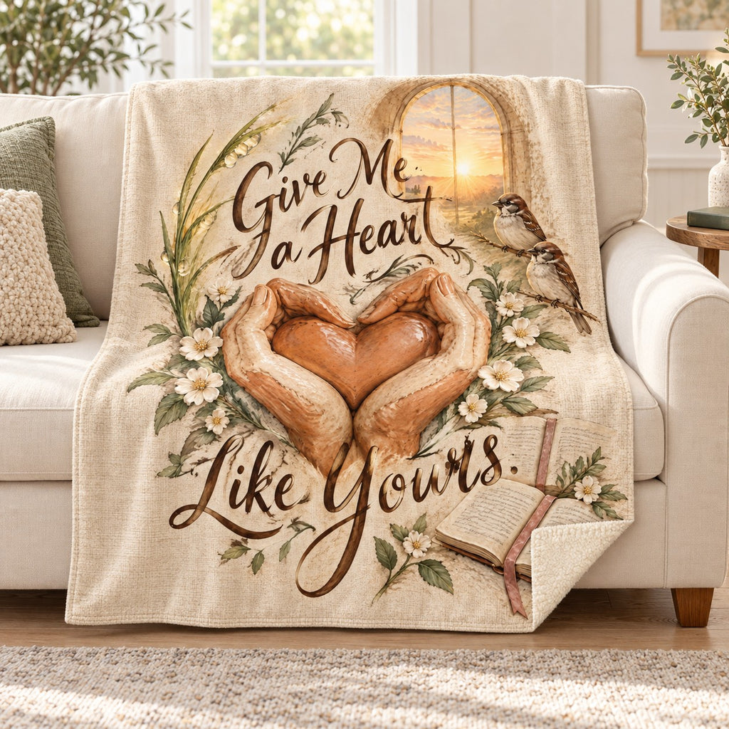 Give Me a Heart Like Yours. blanket, on a sofa