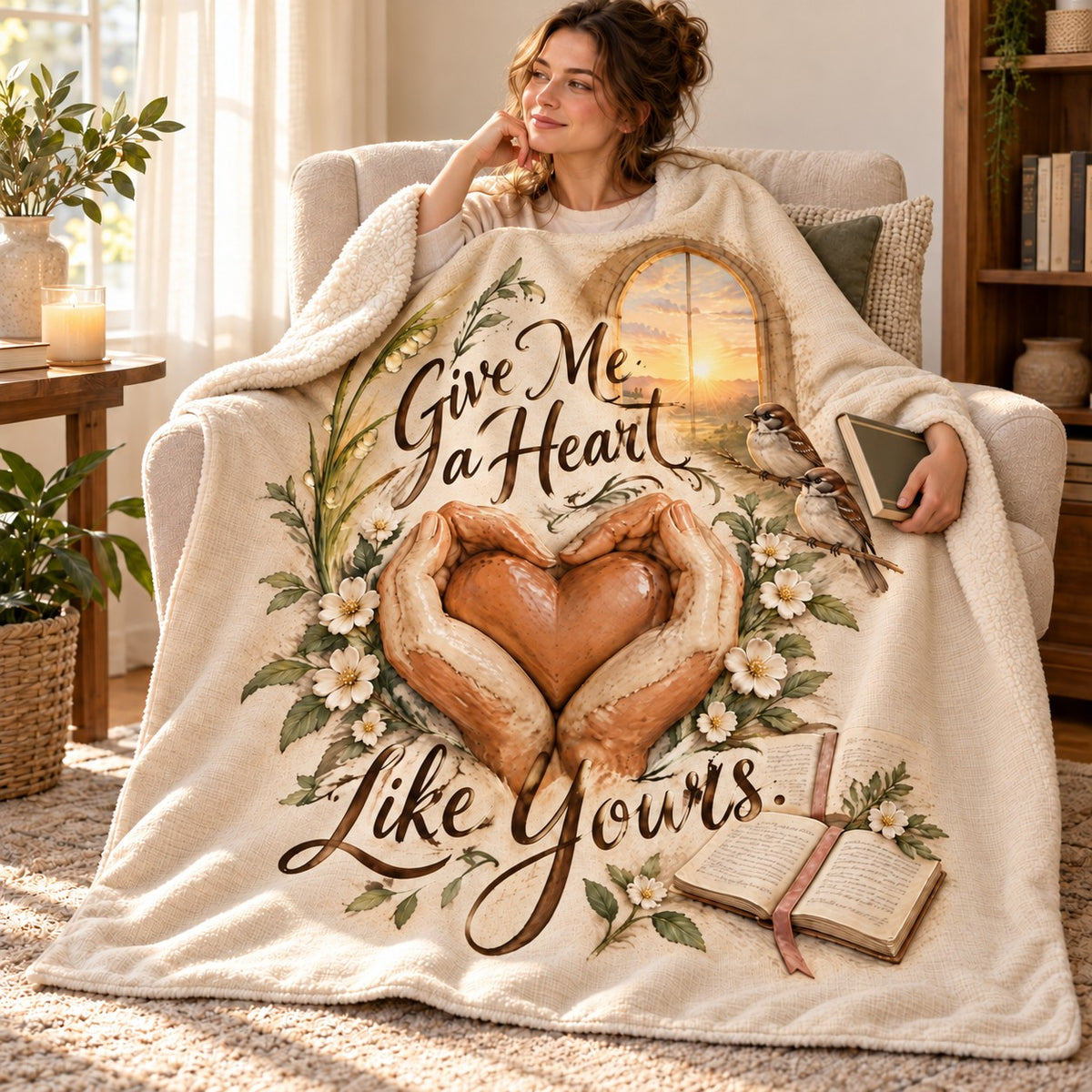 Give Me a Heart Like Yours. blanket, wrapped around a reader
