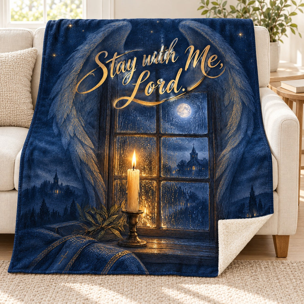 Stay with Me, Lord. blanket, on a sofa