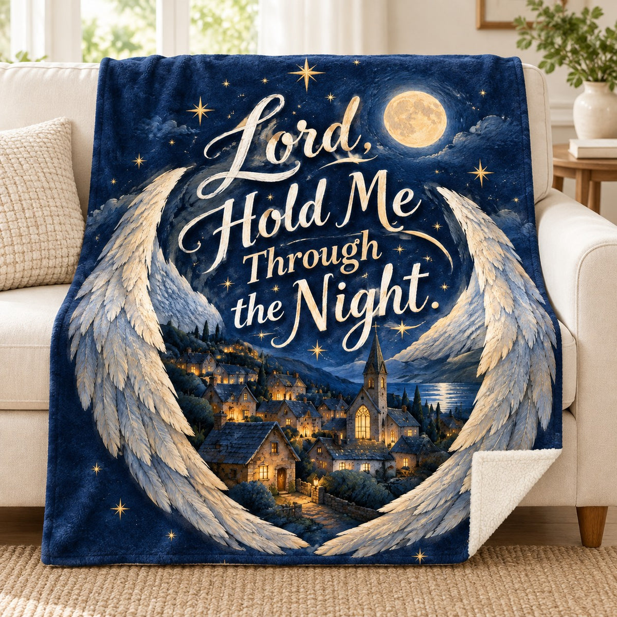 Lord, Hold Me Through the Night. blanket, on a sofa