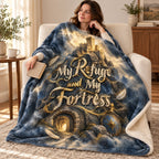 My Refuge and My Fortress. blanket, wrapped around a reader