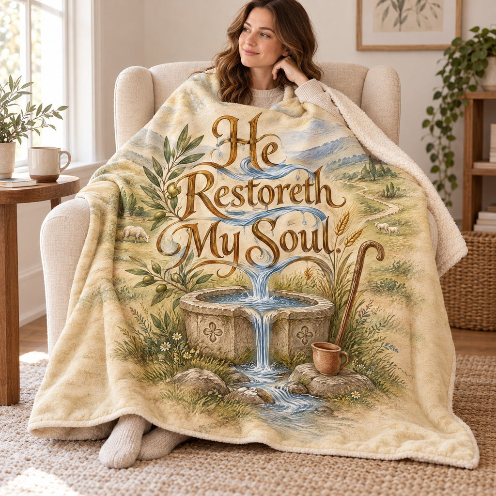 He Restoreth My Soul. blanket, wrapped around a reader