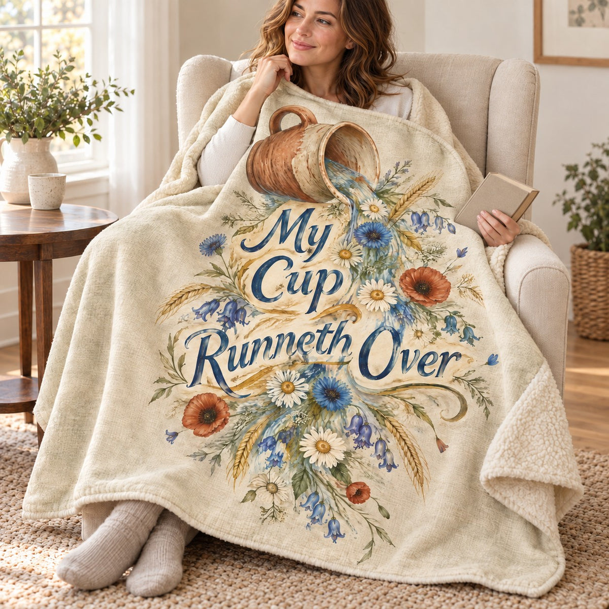 My Cup Runneth Over. blanket, wrapped around a reader