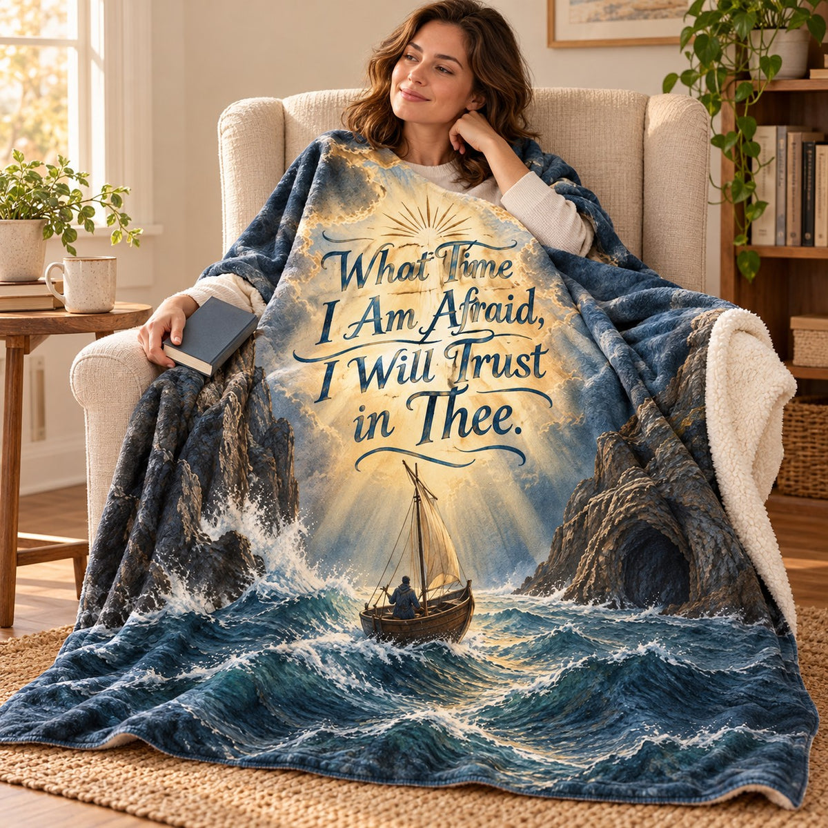 What Time I Am Afraid, I Will Trust in Thee. blanket, wrapped around a reader