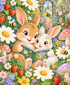 Bunny Reading Garden blanket, full design