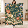 A Garden of Stories blanket, held open