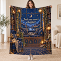 Midnight Library blanket, held open