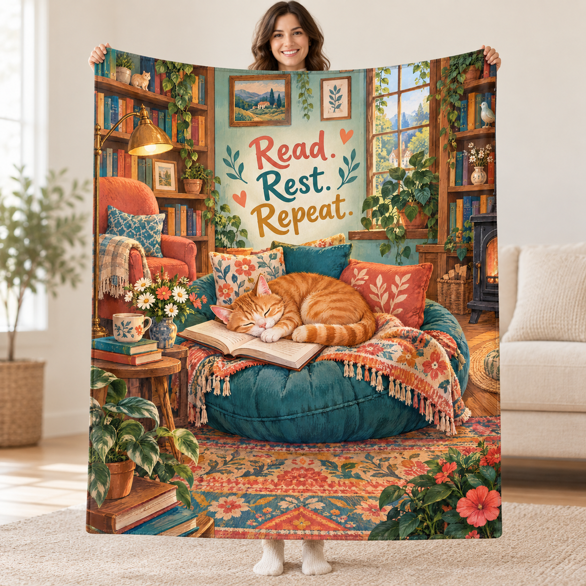 Cozy Cat blanket, held open
