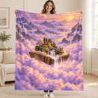 Floating Book Island blanket, held open