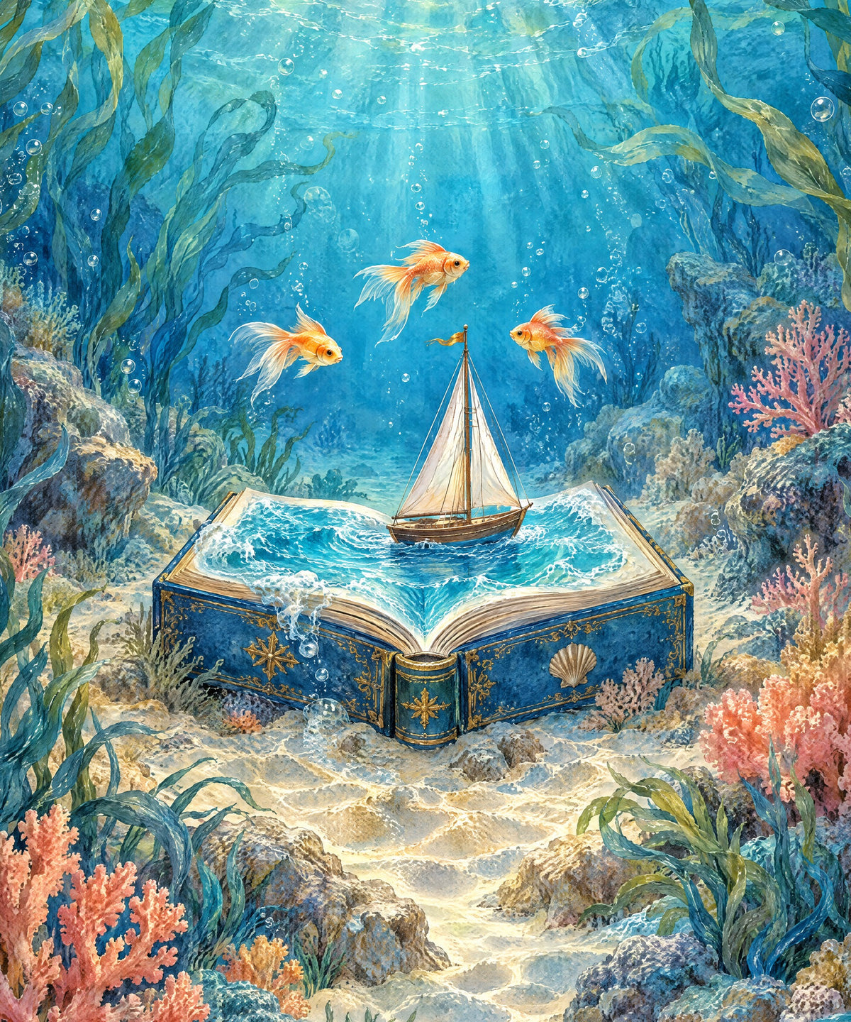 Ocean of Stories blanket, full design