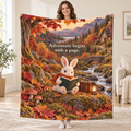 The Rabbit's Journey blanket, held open