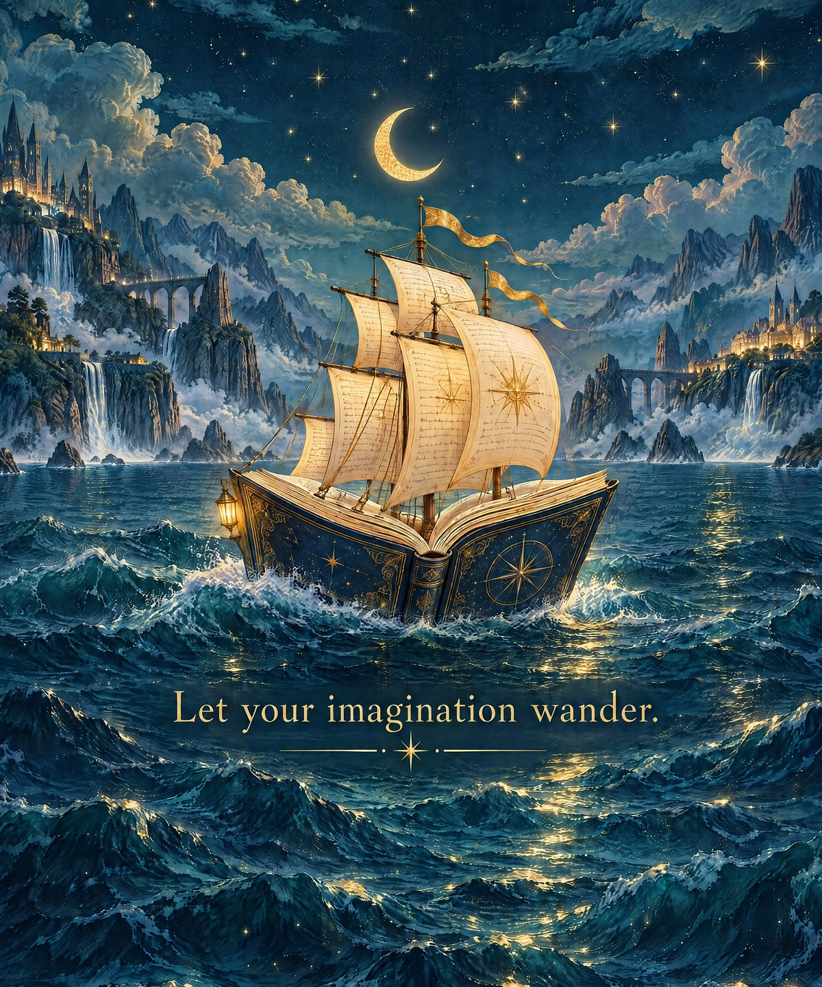 Sailing Through Stories blanket, full design
