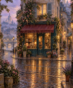 Rainy Paris Bookshop blanket, full design