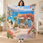 Seaside Bookshop blanket, held open