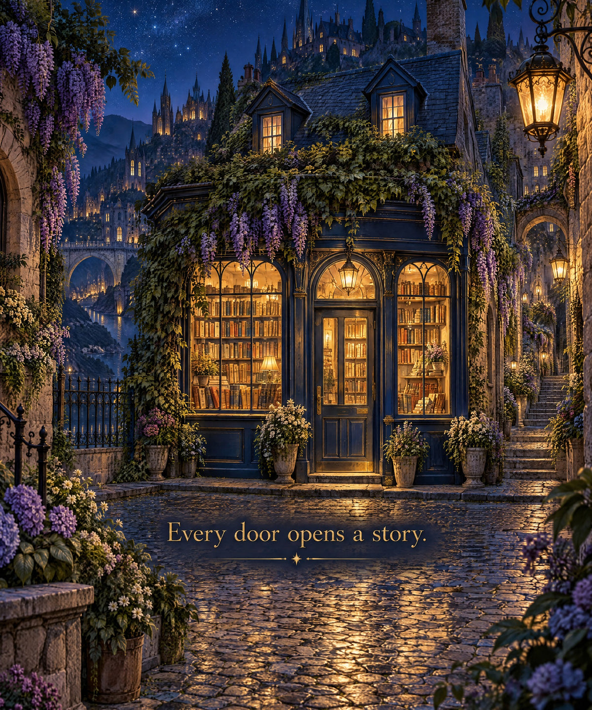 The Midnight Bookshop blanket, full design