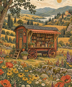 The Traveling Bookshop blanket, full design