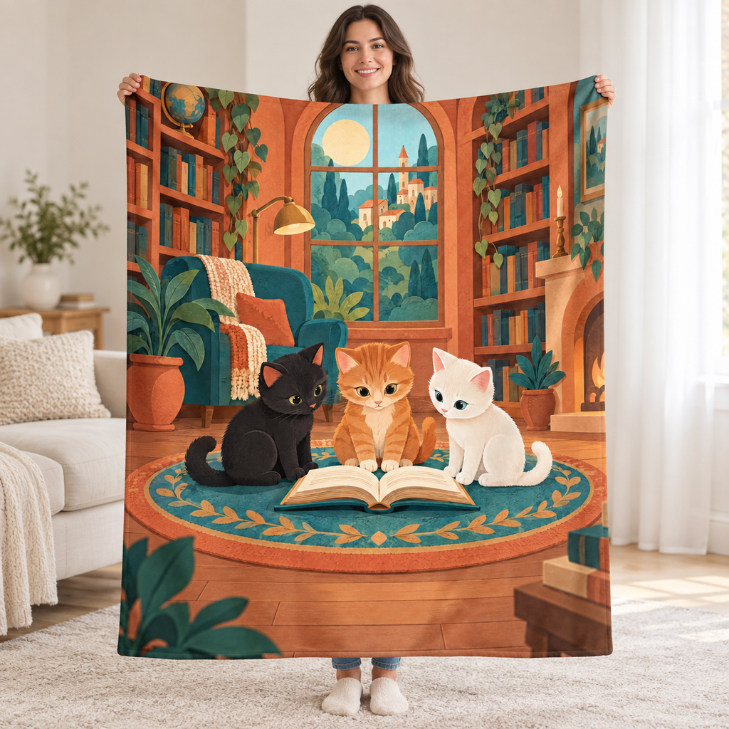 The Book Club blanket, held open