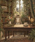 The Scholar Cat blanket, full design