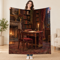 Candlelit Manuscript blanket, held open