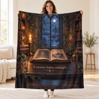 A Mystery Before Midnight blanket, held open