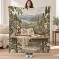 Pressed Flowers and Letters blanket, held open