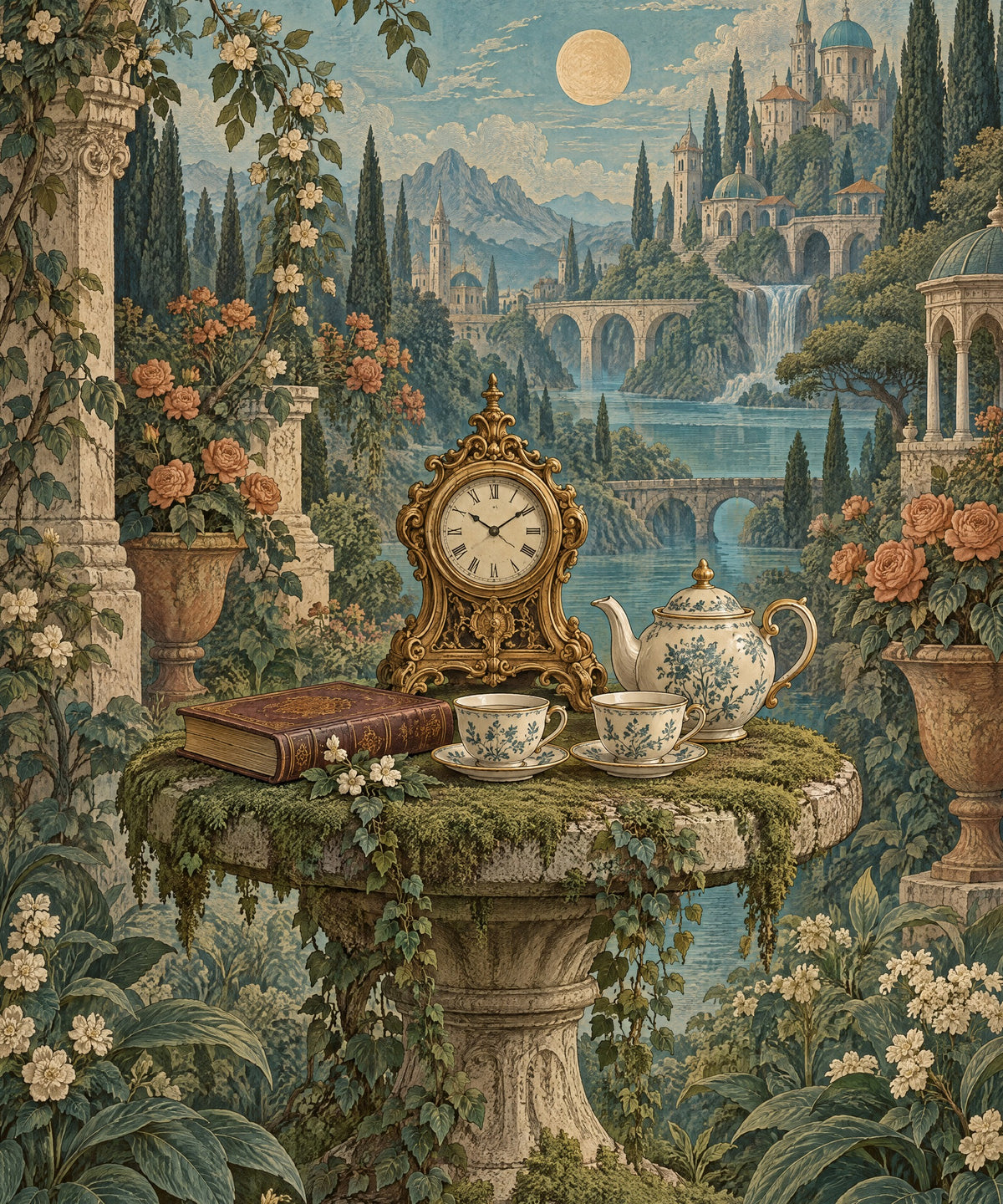 The Clockwork Tea Garden blanket, full design