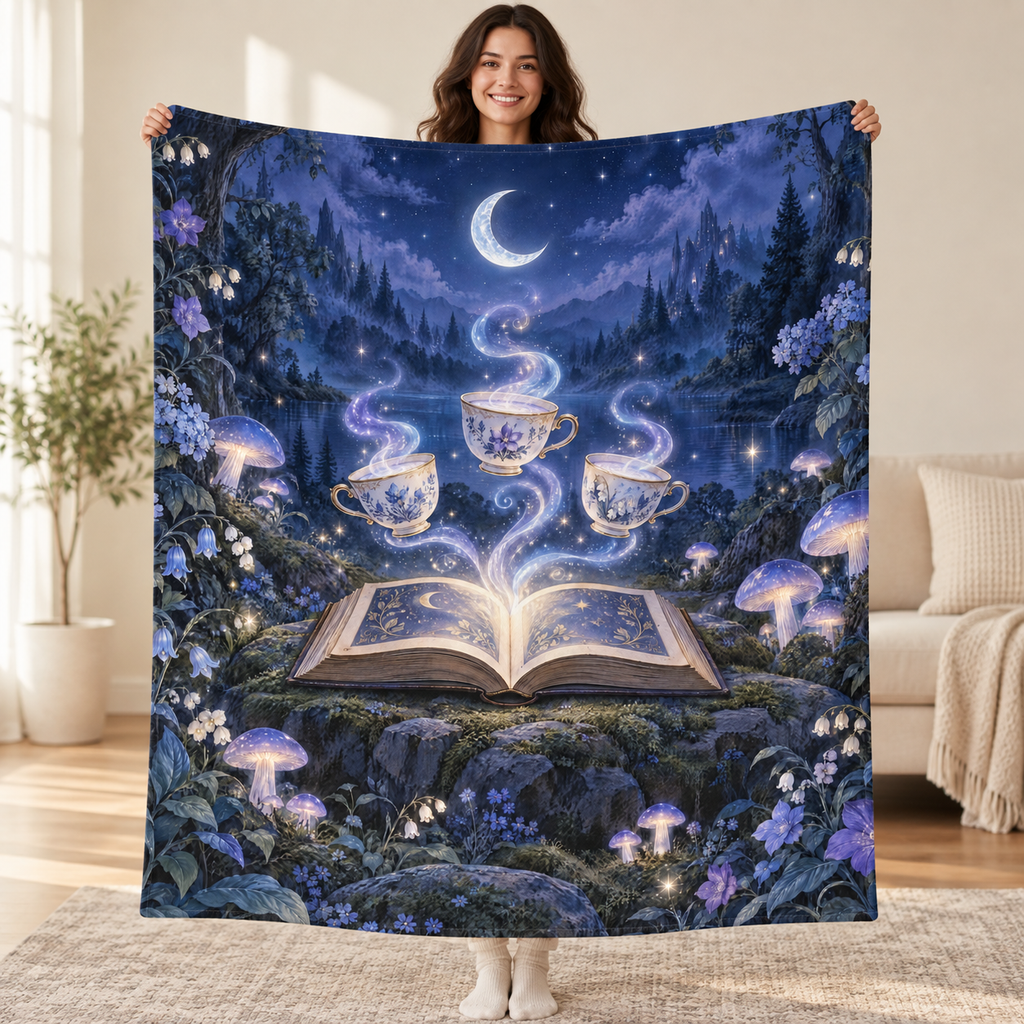 Moonlight in Wonderland blanket, held open