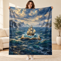 The Bookship blanket, held open