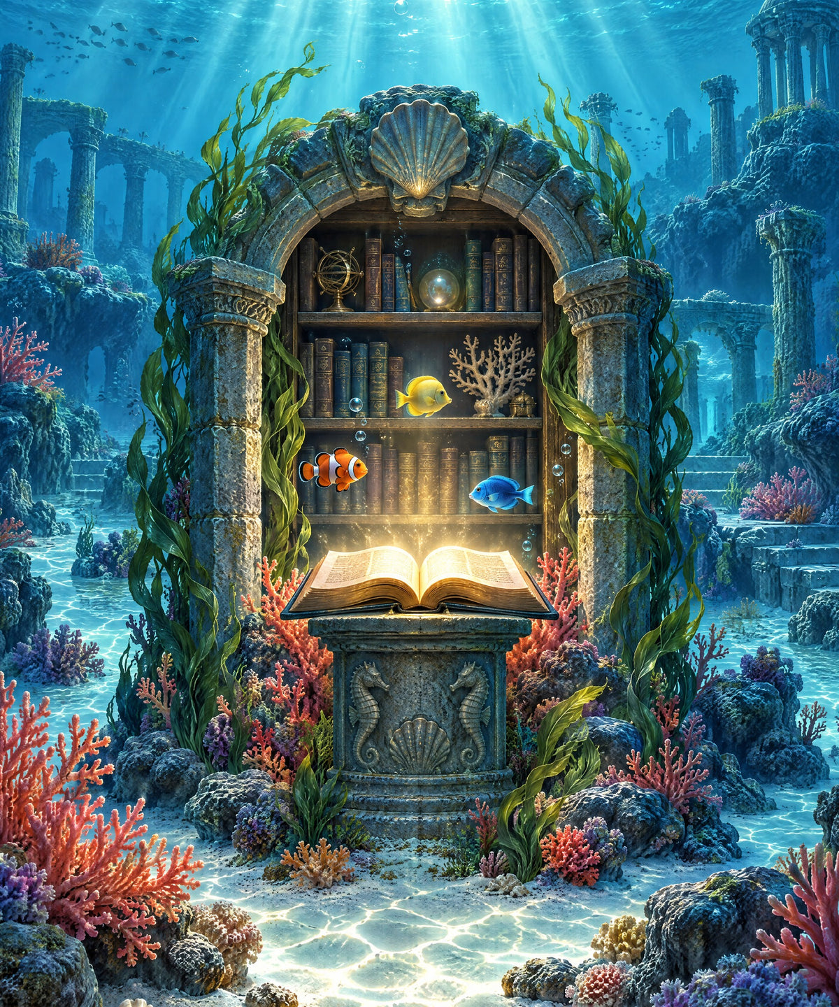 The Undersea Library blanket, full design