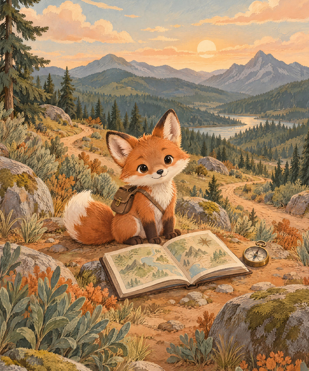 The Little Fox Explorer blanket, full design