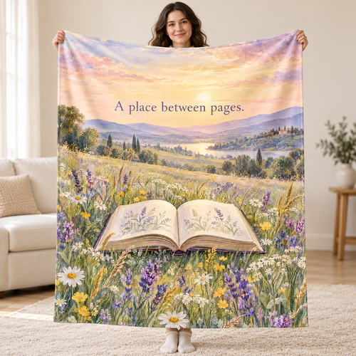 A Place Between Pages blanket, held open