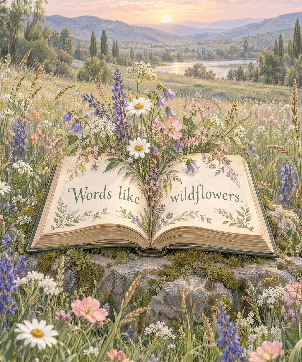 Words Like Wildflowers blanket, full design