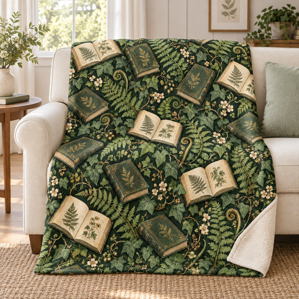 Fernbound Library blanket, on a sofa