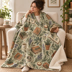 The Herbal Reader blanket, wrapped around a reader