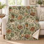 The Herbal Reader blanket, on a sofa