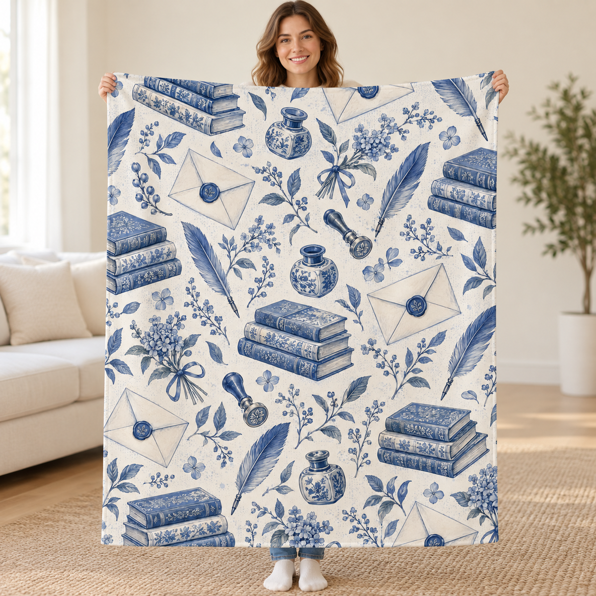 French Blue Post blanket, held open